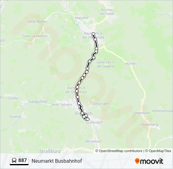 887 Bus Line Map