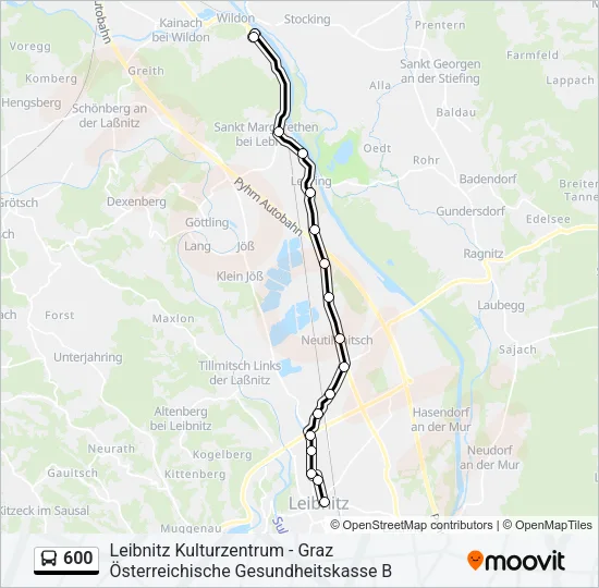 600 Bus Line Map