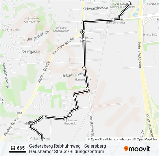 665 Bus Line Map