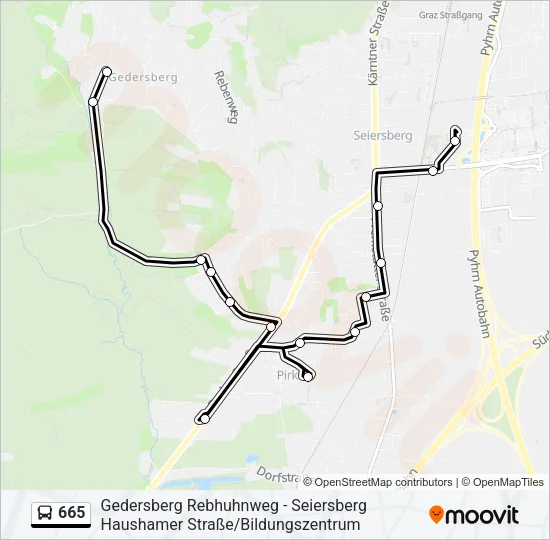 665 Bus Line Map