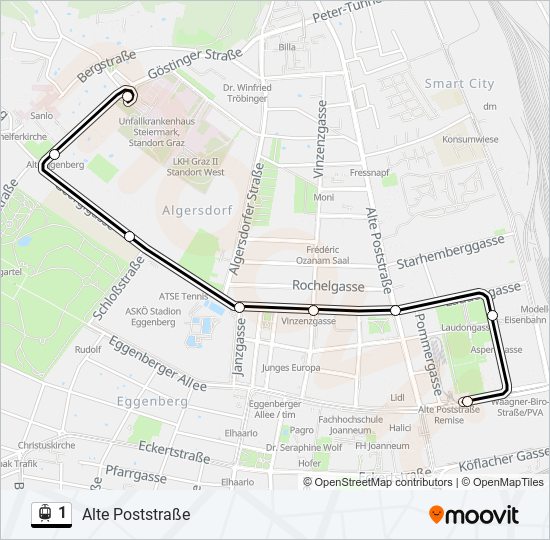 1 light rail Line Map