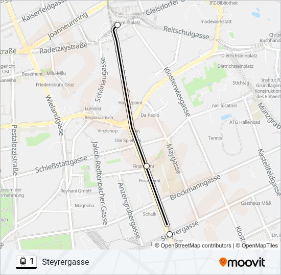 1 light rail Line Map