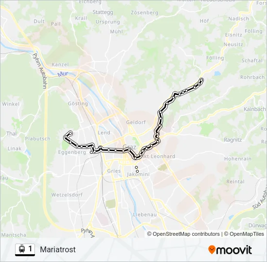 1 Light Rail Line Map