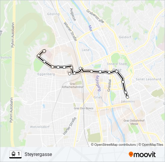 1 light rail Line Map