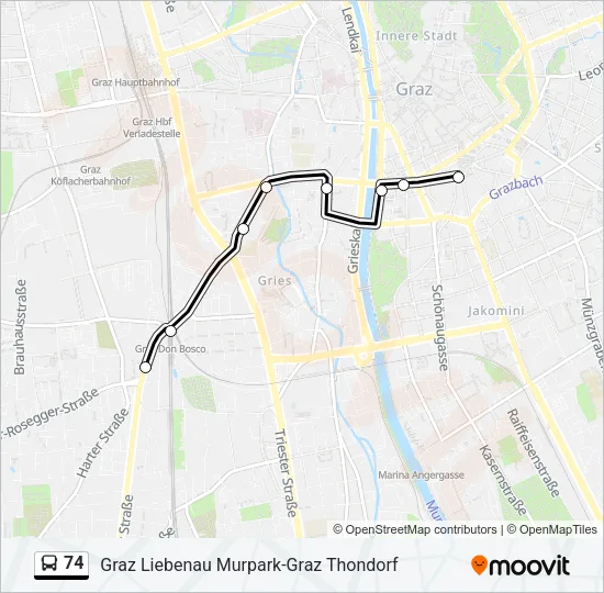 74 Bus Line Map