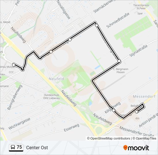 75 Bus Line Map