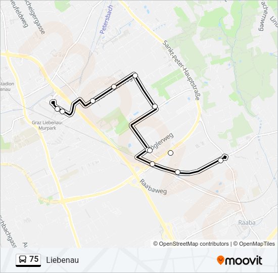 75 Bus Line Map