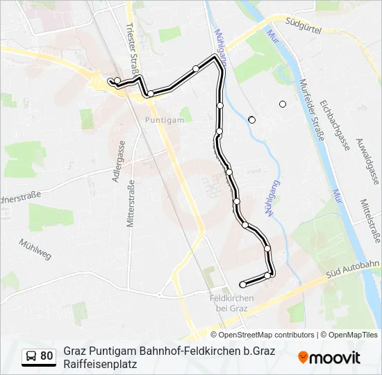 80 Bus Line Map