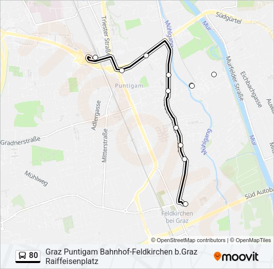Buslinie 80 Karte