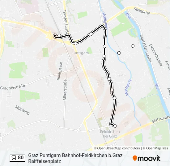 80 Bus Line Map