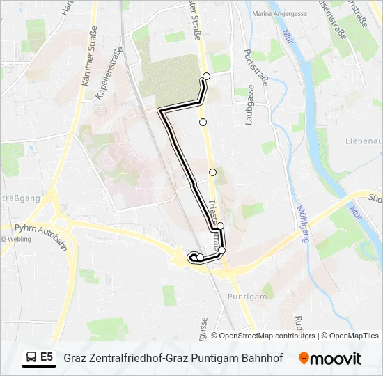E5 Bus Line Map