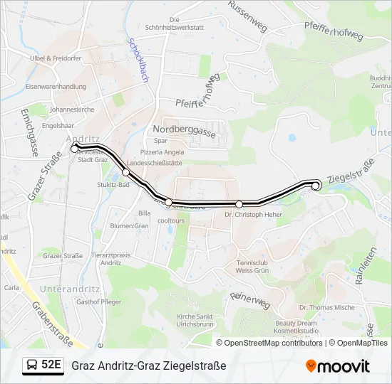 52E Bus Line Map