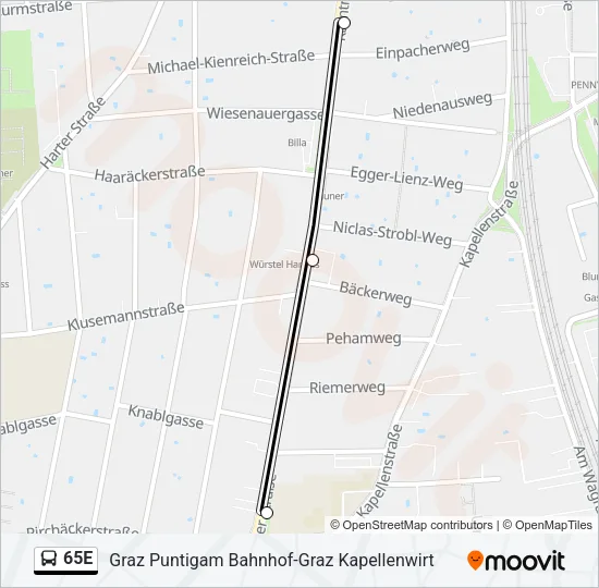 65E Bus Line Map