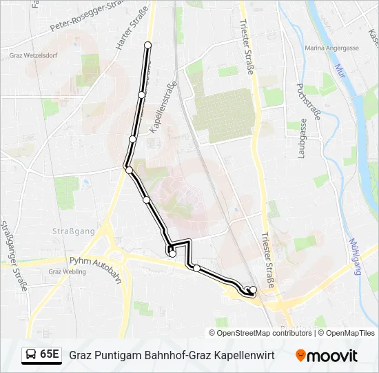 65E Bus Line Map