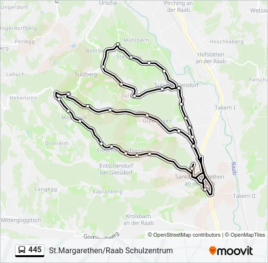 445 Bus Line Map