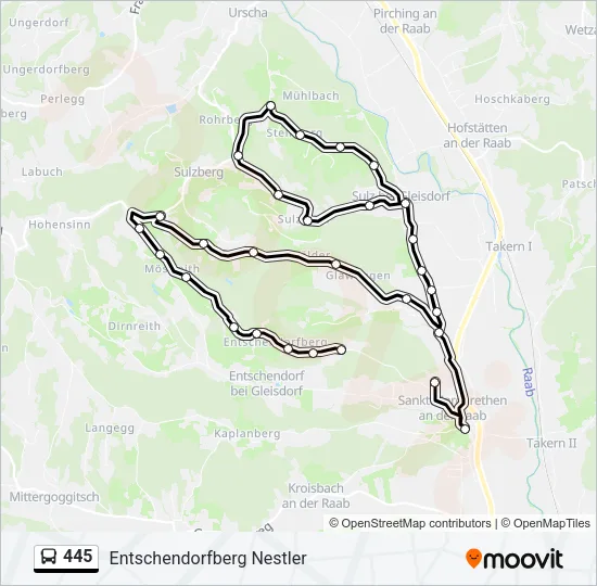 445 Bus Line Map
