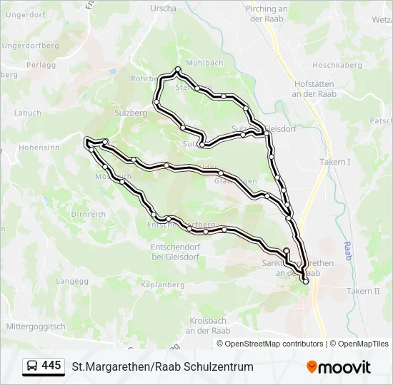 445 Bus Line Map