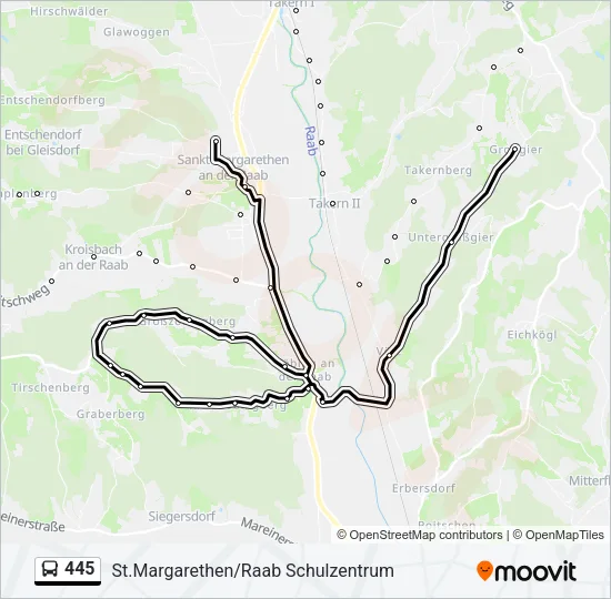 445 Bus Line Map