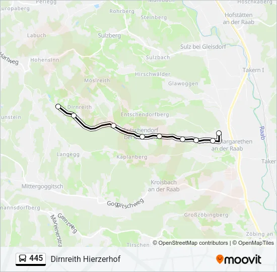 445 Bus Line Map
