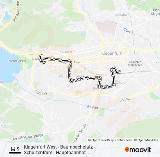 Buslinie 9 Karte