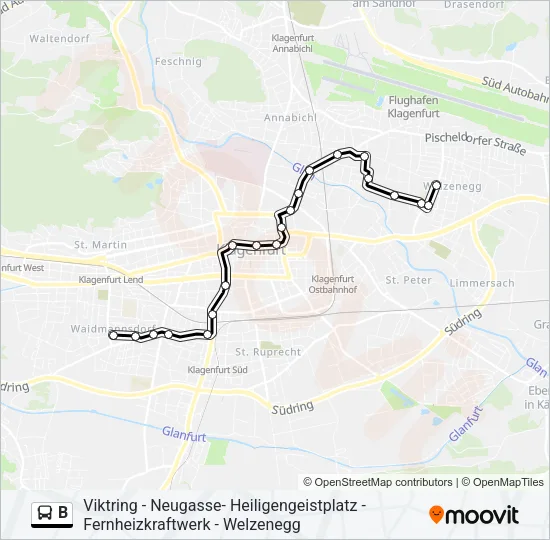 B Bus Line Map