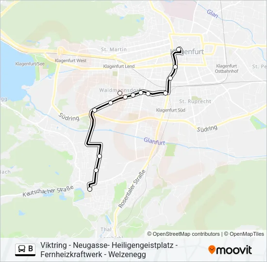 B Bus Line Map