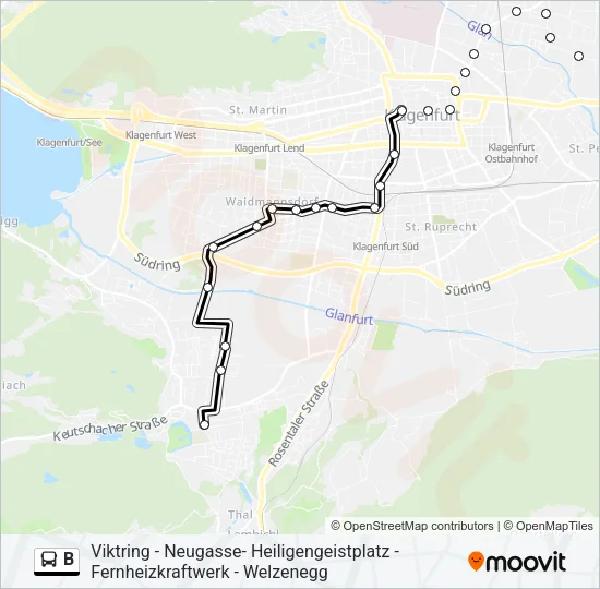 B Bus Line Map
