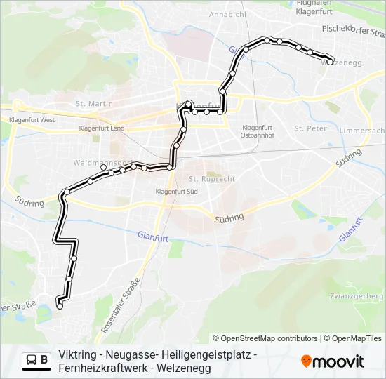 B Bus Line Map
