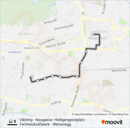 B Bus Line Map