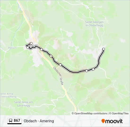 867 Bus Line Map