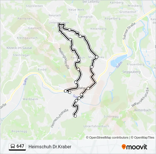 647 Bus Line Map