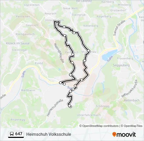 647 Bus Line Map