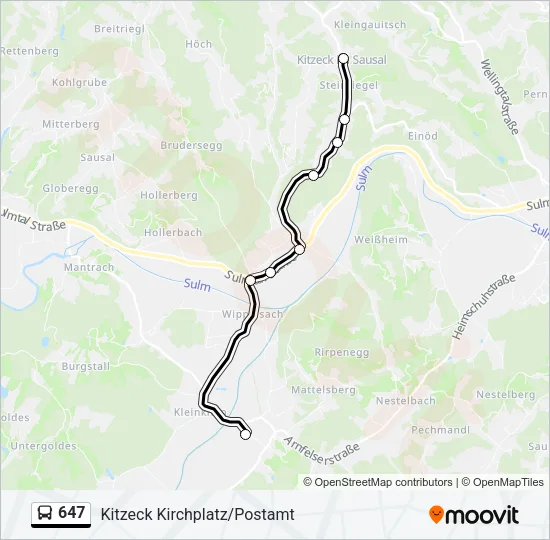 647 Bus Line Map