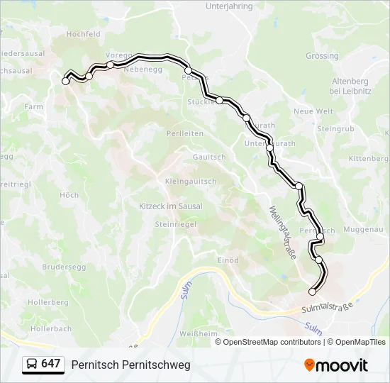 647 Bus Line Map