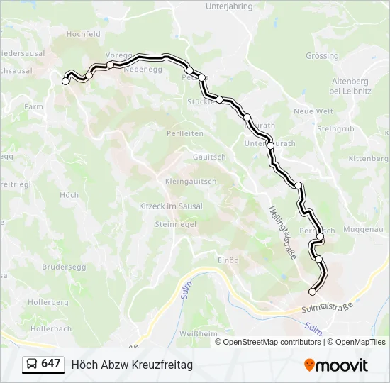 647 Bus Line Map