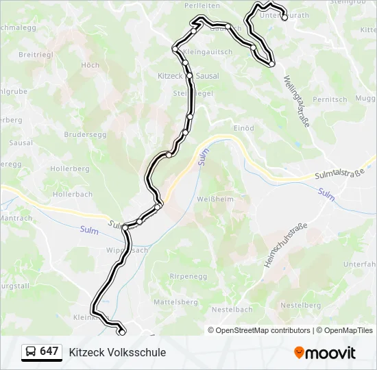 647 Bus Line Map