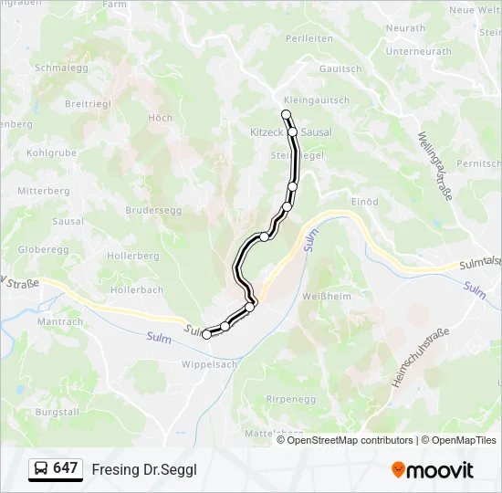 647 Bus Line Map