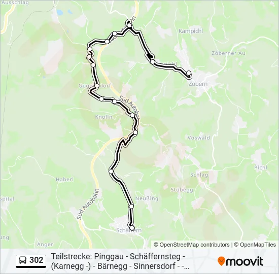 302 Bus Line Map