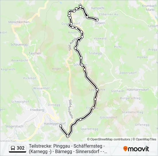302 Bus Line Map