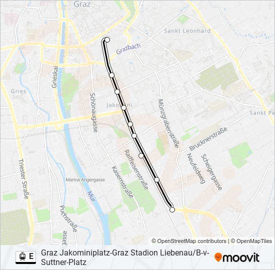 Straßenbahnlinie E Karte