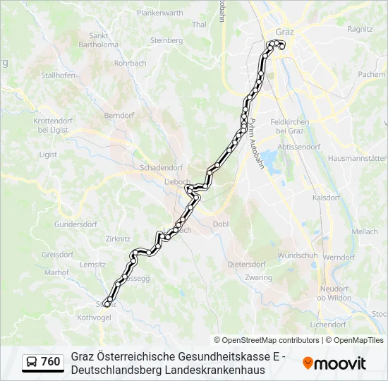 760 Bus Line Map
