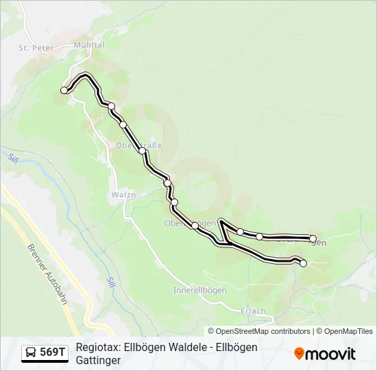 569T Bus Line Map