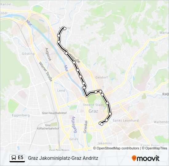 E5 Bus Line Map