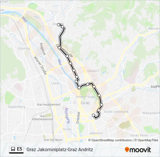 E5 Bus Line Map