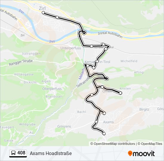 Buslinie 408 Karte