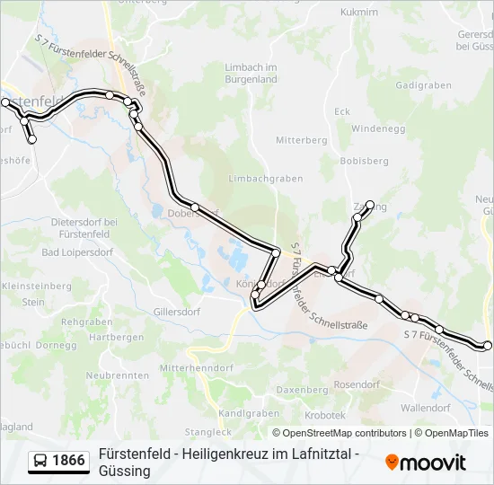 1866 Bus Line Map