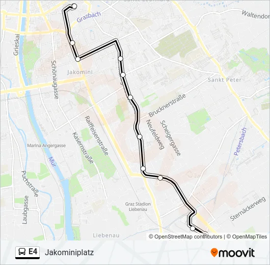 E4 Bus Line Map