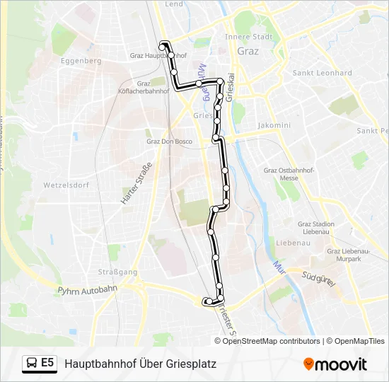 E5 Bus Line Map
