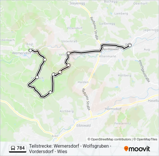 784 Bus Line Map