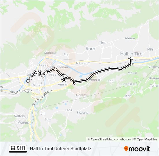 SH1 Bus Line Map
